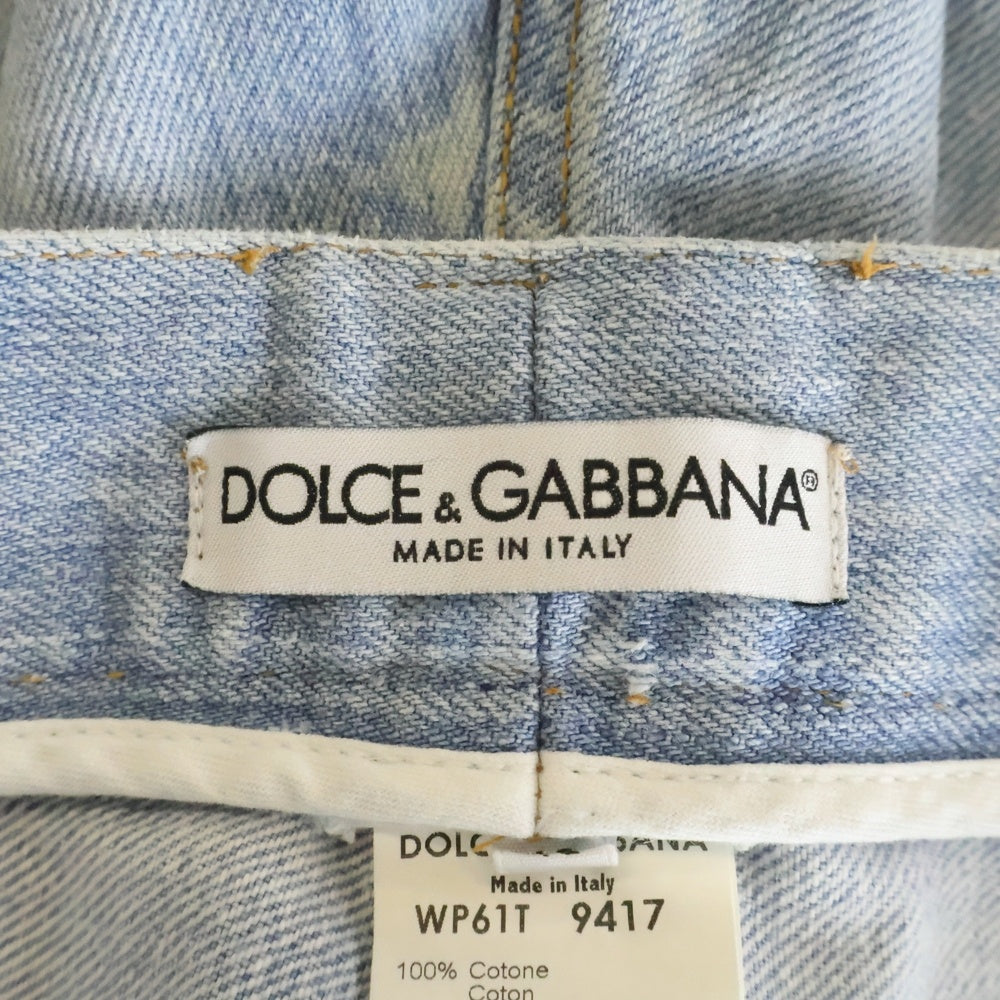 DOLCE & GABBANA(ドルチェアンドガッバーナ) ダメージ加工 ジップフライ ストレートデニムパンツ ジーンズ インディゴ WP61T 9417