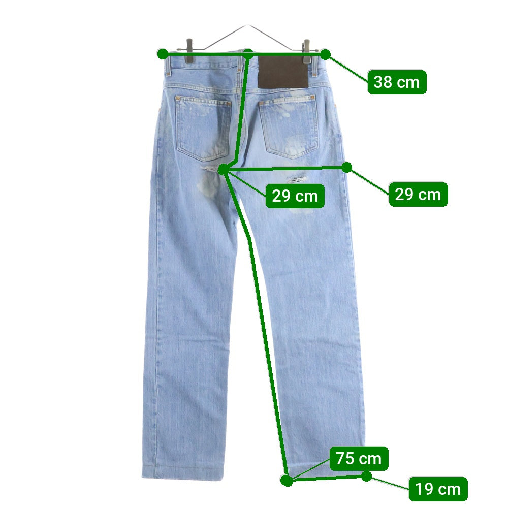 DOLCE & GABBANA(ドルチェアンドガッバーナ) ダメージ加工 ジップフライ ストレートデニムパンツ ジーンズ インディゴ WP61T 9417