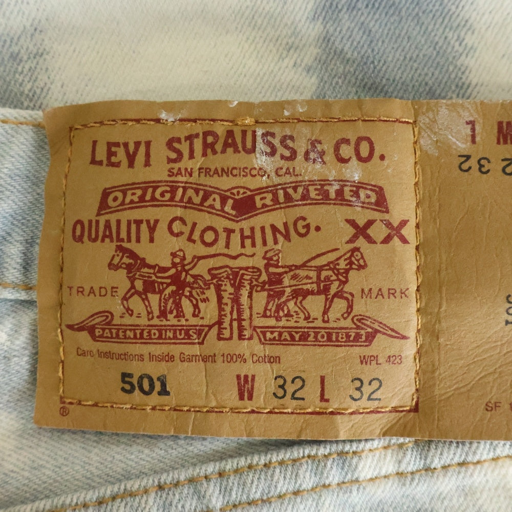 Levi's(リーバイス) 00S VINTAGE 501 ペイント加工 両面スモールe ボタン裏359 ボタンフライストレートデニムパンツ ジーンズ インディゴ 501-01