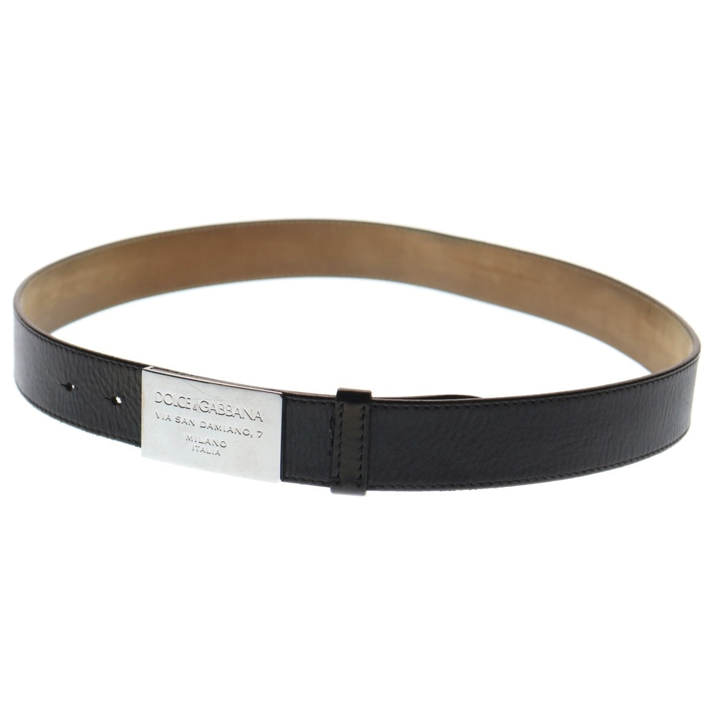 DOLCE & GABBANA(ドルチェアンドガッバーナ) メタルロゴバックル レザーベルト シルバー/ブラウン