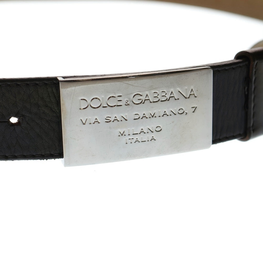 DOLCE & GABBANA(ドルチェアンドガッバーナ) メタルロゴバックル レザーベルト シルバー/ブラウン