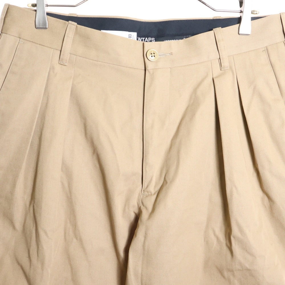 UNDERCOVER(アンダーカバー) 21AW ×WTAPS T/C TWILL SIDE ZIP 2TUCK PT ツイルサイドジップ 2タック パンツ ベージュ UC1B9501