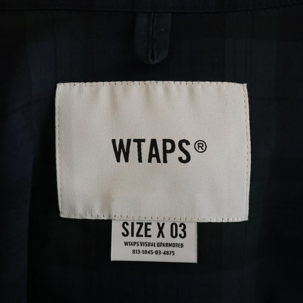 WTAPS(ダブルタップス) 21SS UNION 01 SHIRT ユニオン チェック 半袖シャツ ネイビー/グリーン 211TQDT-SHM03
