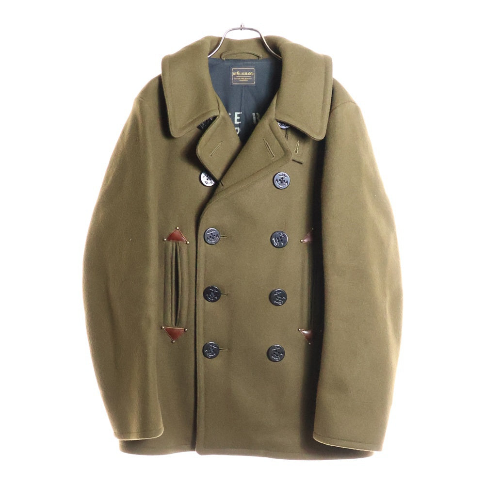 BY GLADHAND(バイグラッドハンド) ノッチドラペル ウール混 ダブル Pコート カーキ BYGH-16-AW-06