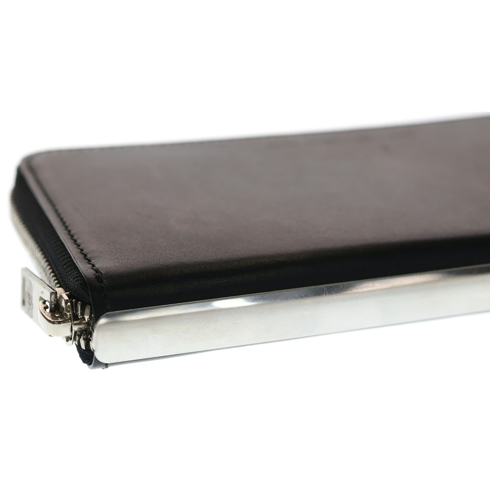 JOHN LAWRENCE SULLIVAN(ジョンローレンスサリバン) LEATHER LONG WALLET カウハイド レザー ジップアップロングウォレット 長財布 ブラック/シルバー JLS-08-04 レディース