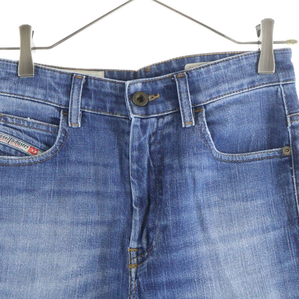 DIESEL(ディーゼル) ブレイブマンロゴデザイン ダメージ加工 マルチポケット ジップアップ デニムパンツ インディゴ