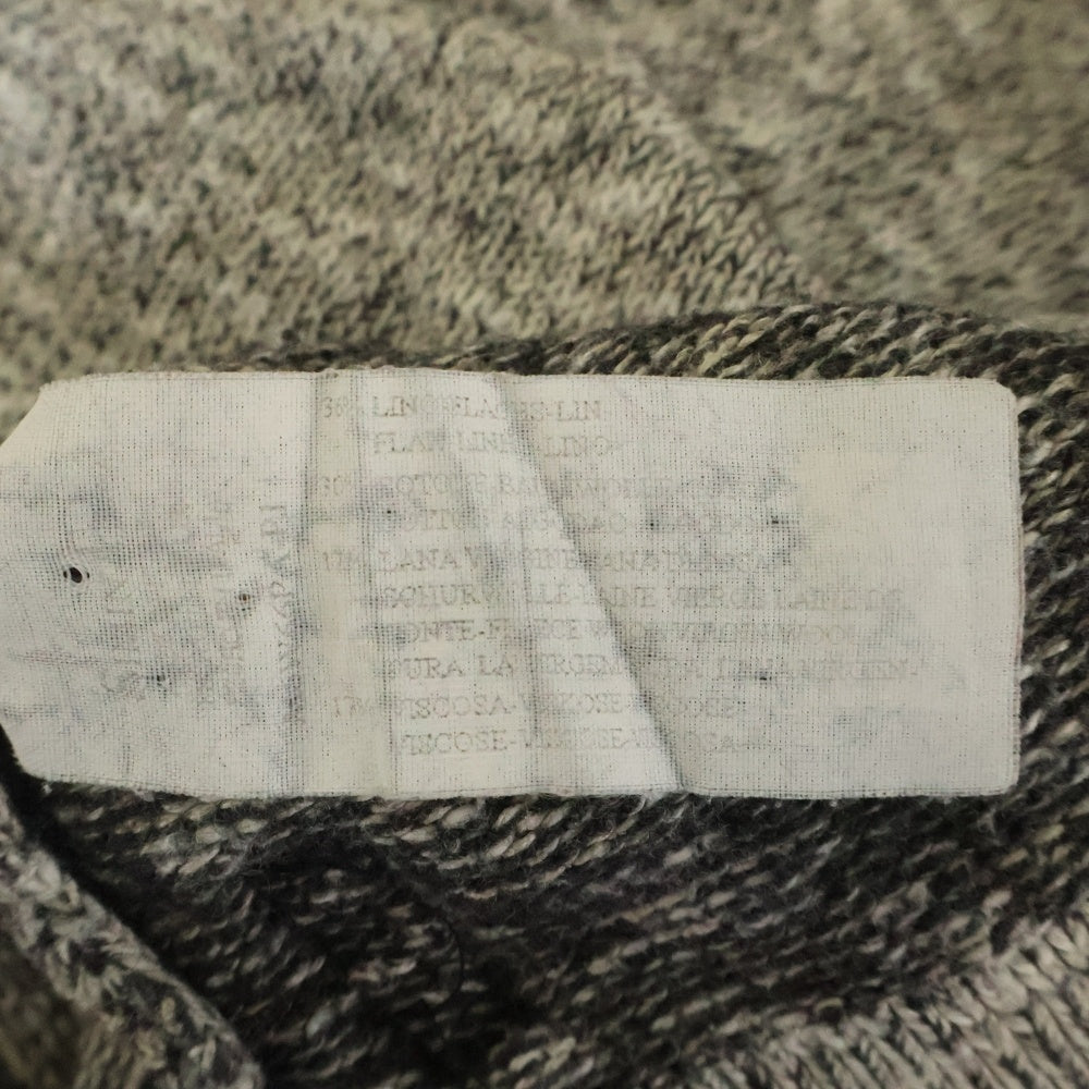 ARMANI(アルマーニ) 胸ラインデザイン ハーフジップ アームロゴデザイン ニット セーター グレー