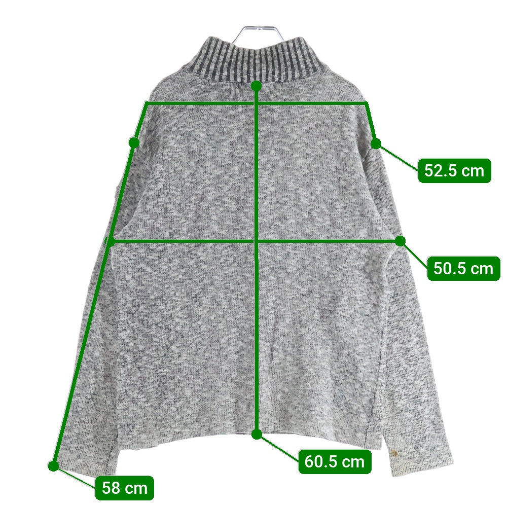 ARMANI(アルマーニ) 胸ラインデザイン ハーフジップ アームロゴデザイン ニット セーター グレー