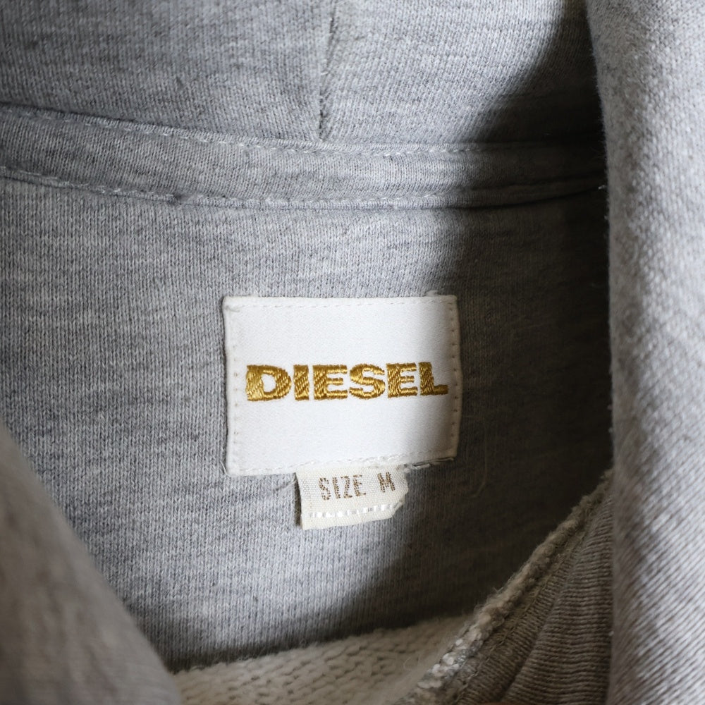 DIESEL(ディーゼル) アームロゴデザイン カンガルーポケット フーデッド スウェット パーカー グレー