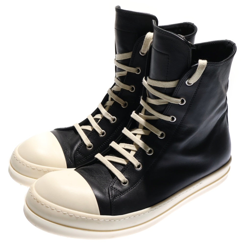 Rick Owens(リックオウエンス) 25SS RAMONES SNEAKERS ラモーンズ レザー ハイカットスニーカー ブラック RU01E5890
