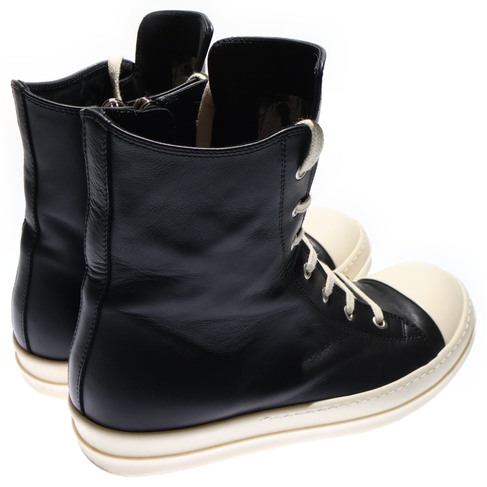 Rick Owens(リックオウエンス) 25SS RAMONES SNEAKERS ラモーンズ レザー ハイカットスニーカー ブラック RU01E5890