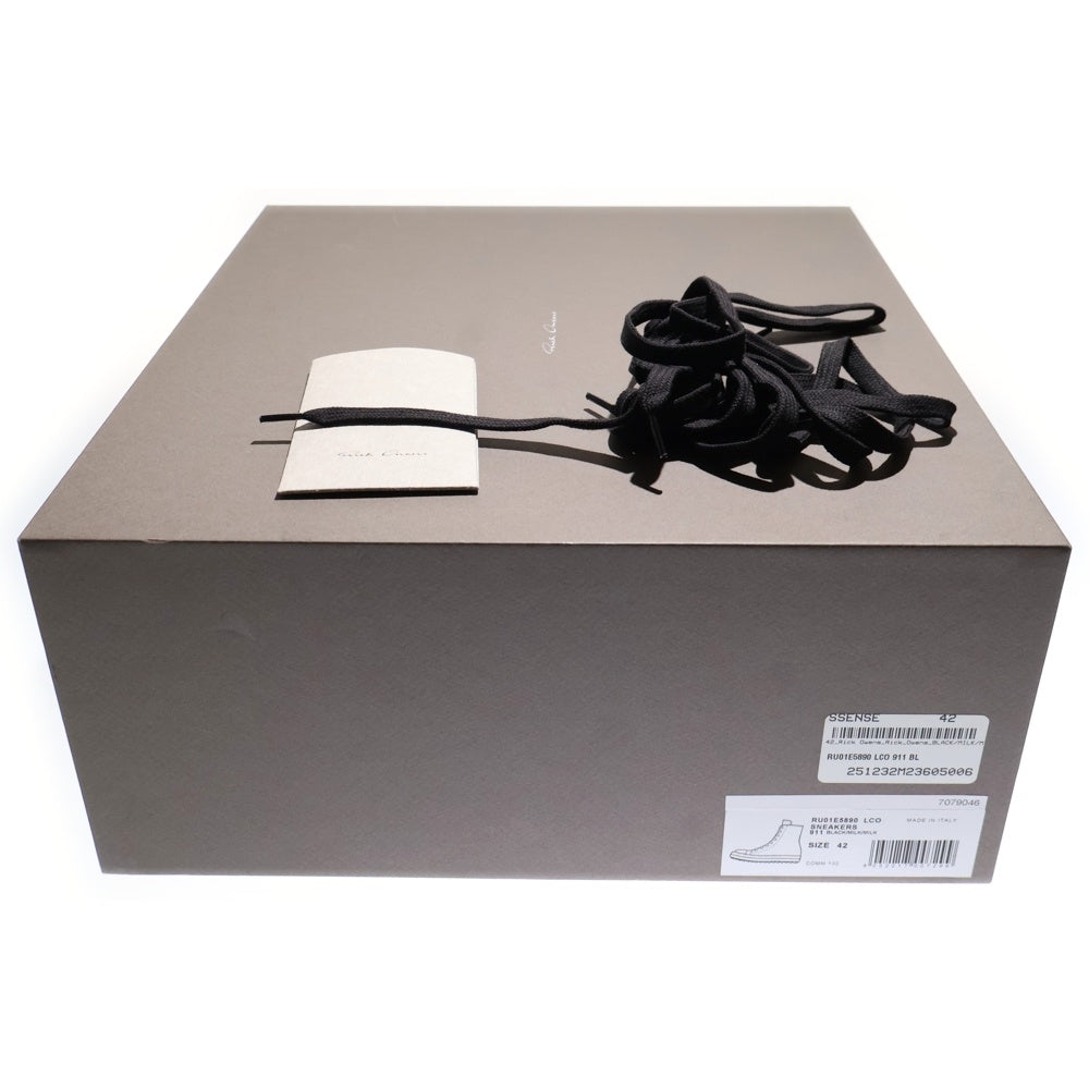 Rick Owens(リックオウエンス) 25SS RAMONES SNEAKERS ラモーンズ レザー ハイカットスニーカー ブラック RU01E5890