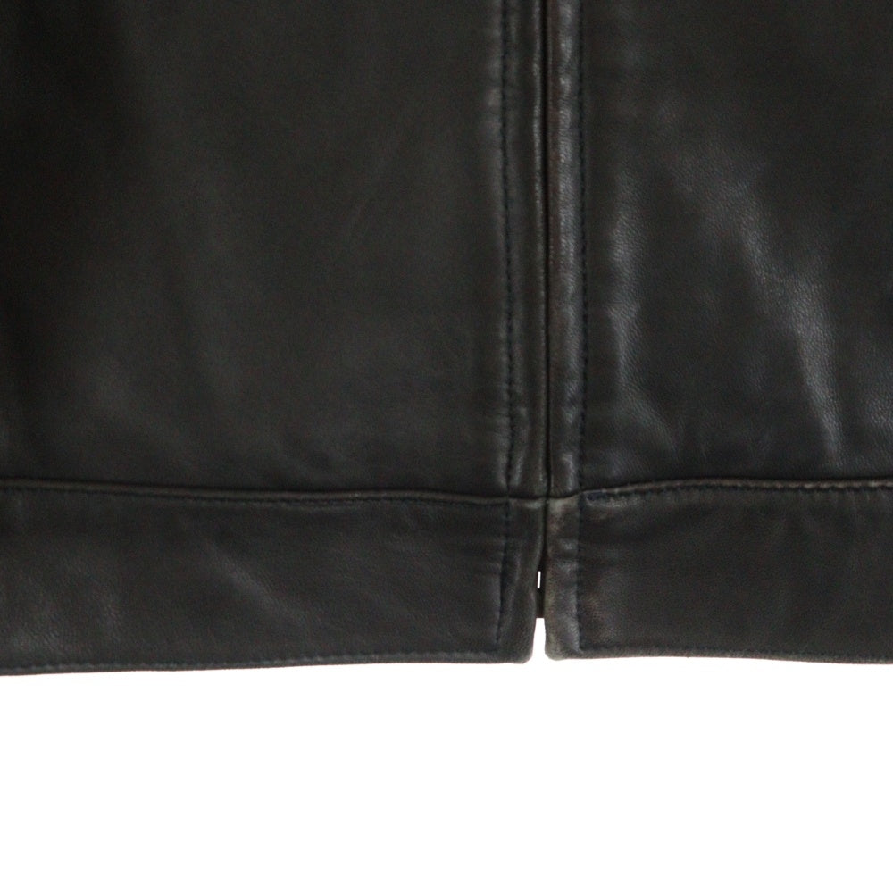 POLO RALPH LAUREN(ポロラルフローレン) 胸ロゴ刺繍 ラムレザージャケット スイングトップ ジップアップブルゾン ダークブラウン JR-RL-CW-0901