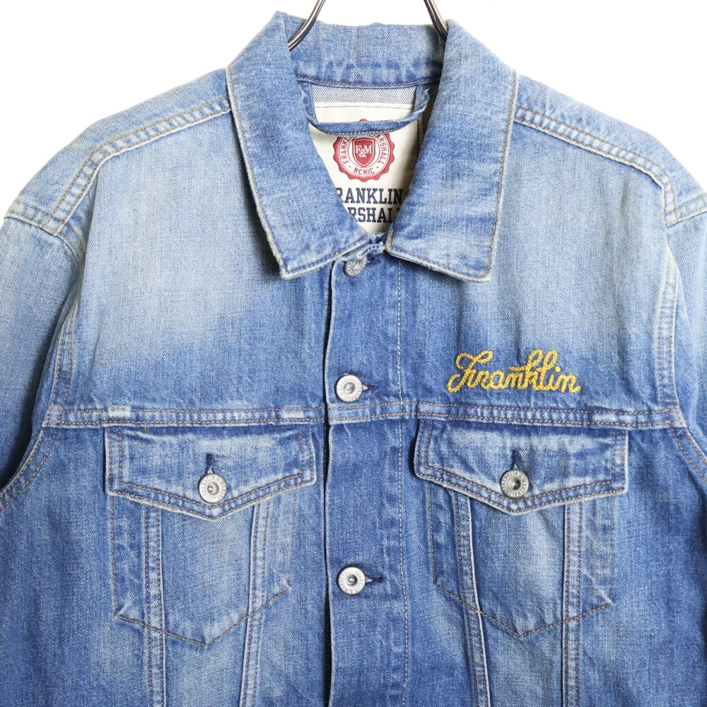 FRANKLIN&MARSHALL(フランクリンアンドマーシャル) バック スカルサーフ刺繍 デニムトラッカージャケット インディゴ