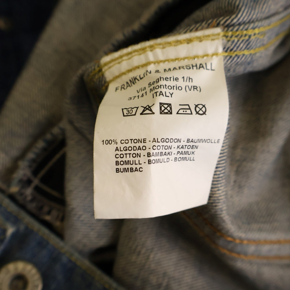 FRANKLIN&MARSHALL(フランクリンアンドマーシャル) バック スカルサーフ刺繍 デニムトラッカージャケット インディゴ