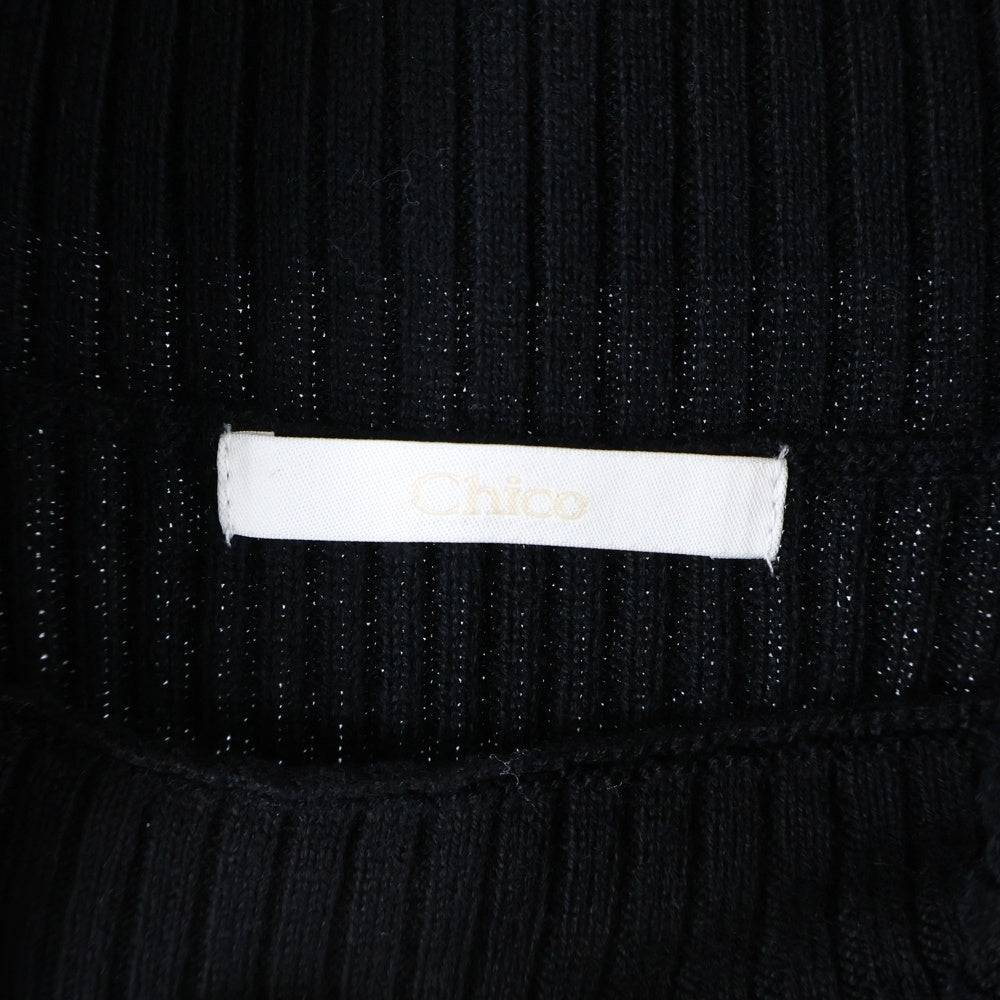 Chico(チコ) 22AW アームウォーマー タートルネック タイトニットワンピース レディース ブラック CHZ1022109A0005