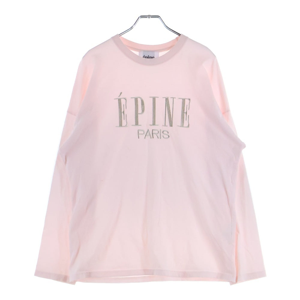 epine(エピネ) ロゴ刺繍 クルーネック 長袖Tシャツ カットソー ピンク レディース KF223