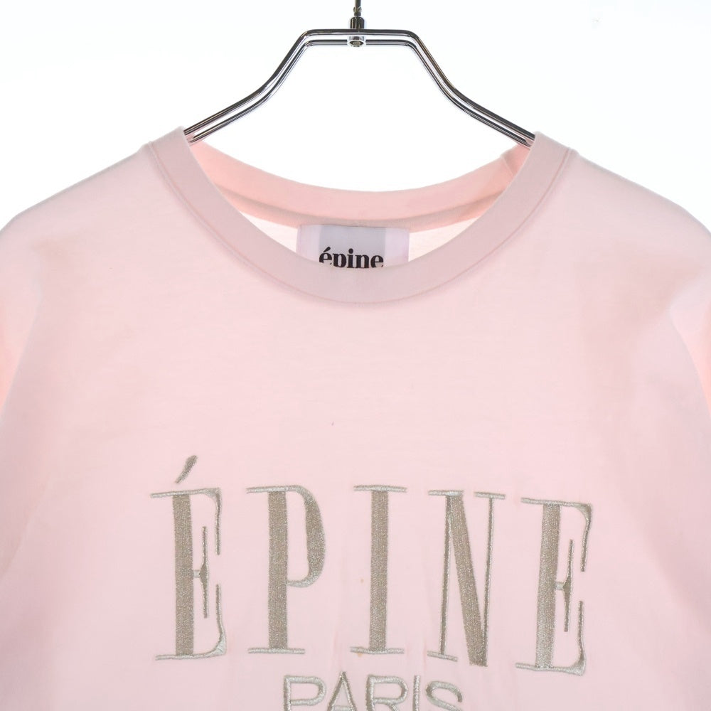 epine(エピネ) ロゴ刺繍 クルーネック 長袖Tシャツ カットソー ピンク レディース KF223