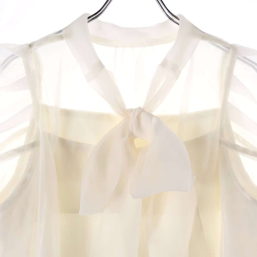 NO BRAND(ノーブランド) MERCYRYDUO マーキュリーデュオ キャミソール付き シースルー ロングスリーブブラウス レディース ホワイト 002450400201-01