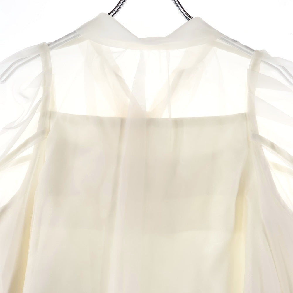 NO BRAND(ノーブランド) MERCYRYDUO マーキュリーデュオ キャミソール付き シースルー ロングスリーブブラウス レディース ホワイト 002450400201-01