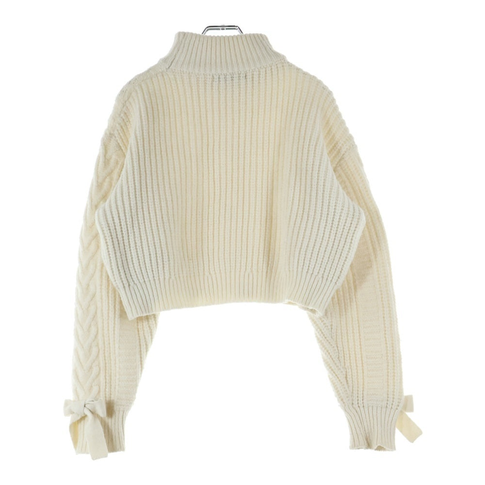 NO BRAND(ノーブランド) M me eme エムミーエメ KNIT SWEATER アームリボン ケーブル編みニット セーター アイボリー レディース 10249