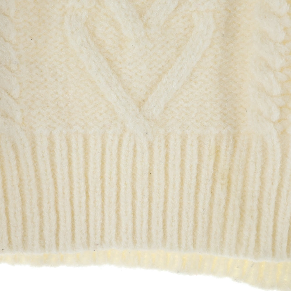 NO BRAND(ノーブランド) M me eme エムミーエメ KNIT SWEATER アームリボン ケーブル編みニット セーター アイボリー レディース 10249