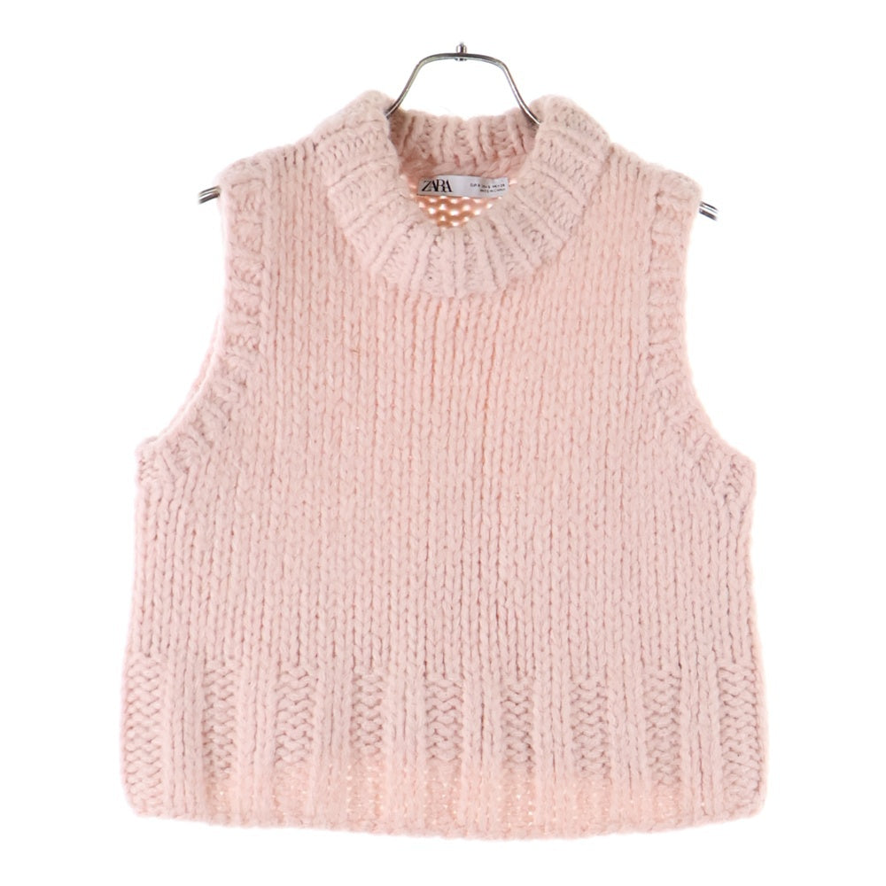 ZARA(ザラ) ケーブル編み ローゲージ ニットベスト ピンク レディース