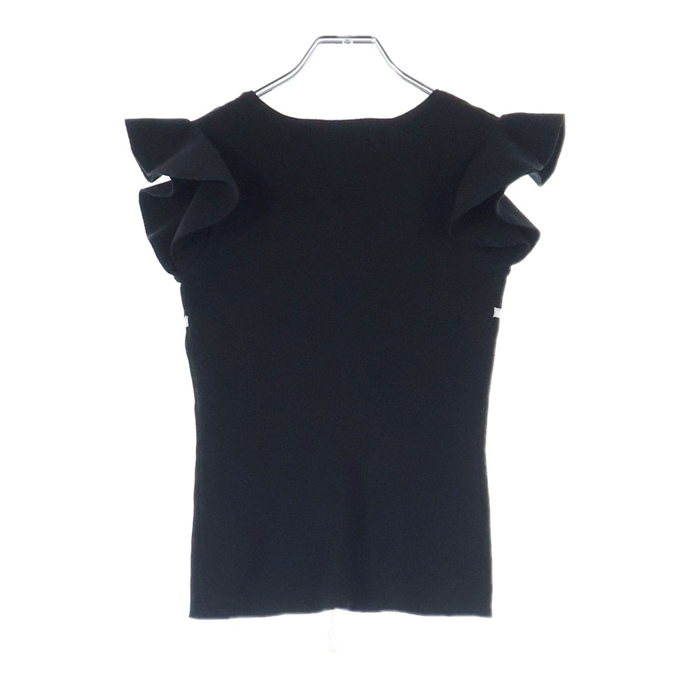 NO BRAND(ノーブランド) michellMacaron ミシェルマカロン レースリボンデザイン 半袖ニット セーター ブラック レディース SFY0467C