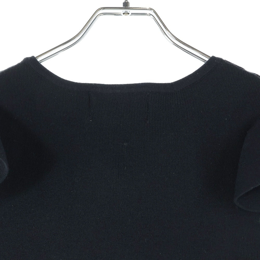 NO BRAND(ノーブランド) michellMacaron ミシェルマカロン レースリボンデザイン 半袖ニット セーター ブラック レディース SFY0467C