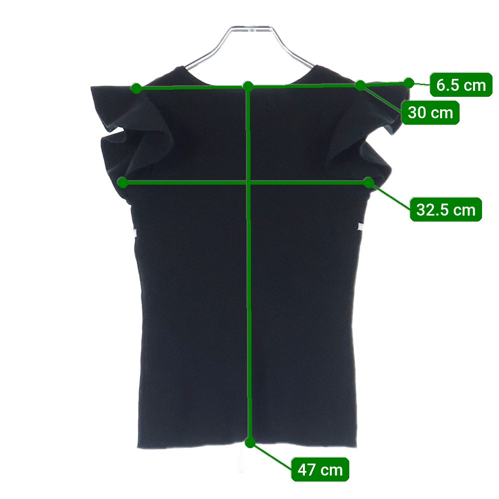 NO BRAND(ノーブランド) michellMacaron ミシェルマカロン レースリボンデザイン 半袖ニット セーター ブラック レディース SFY0467C