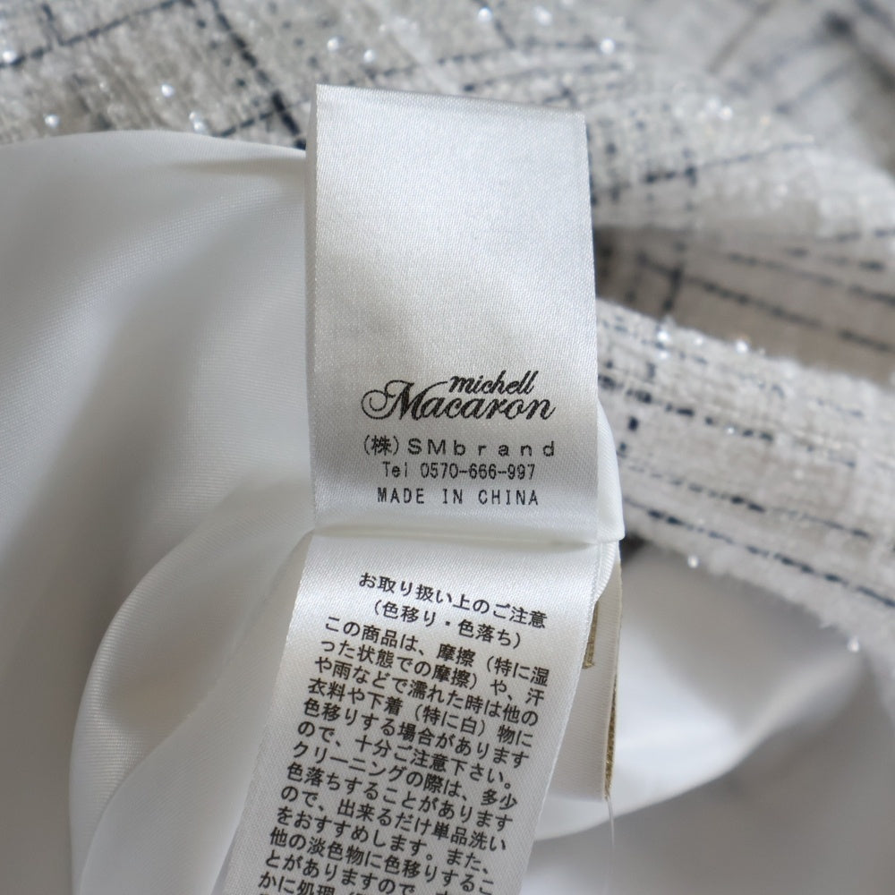 NO BRAND(ノーブランド) michellMacaron ミシェルマカロン リボンツイード ミニワンピース ホワイト レディース SCC0420X