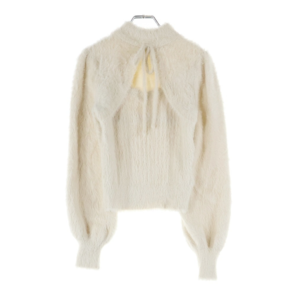 NO BRAND(ノーブランド) michellMacaron ミシェルマカロン リボンシャギー ニットトップス セーター ベージュ レディース SFY0439C