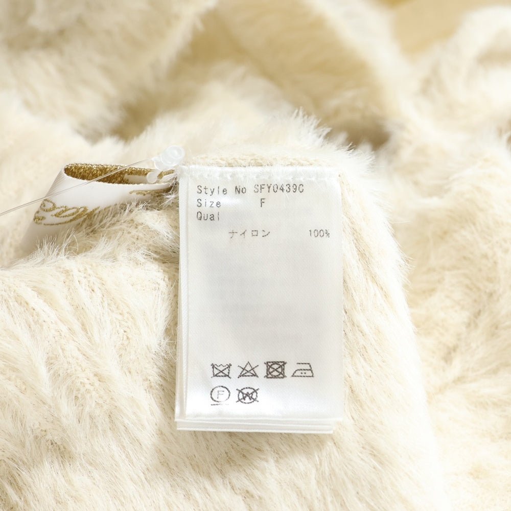 NO BRAND(ノーブランド) michellMacaron ミシェルマカロン リボンシャギー ニットトップス セーター ベージュ レディース SFY0439C