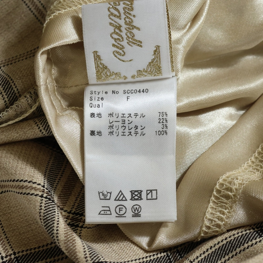 NO BRAND(ノーブランド) michellMacaron ミシェルマカロン フレアチェックスカート ベージュ レディース SCC0440