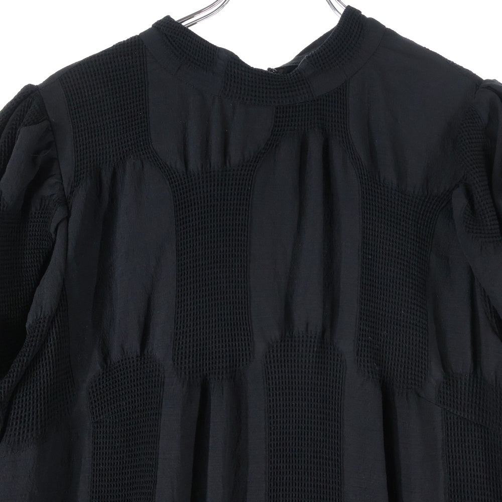 FRAY I.D(フレイアイディー) シャーリング ジャガード ロングスリーブ ワンピース レディース ブラック FWFO225039