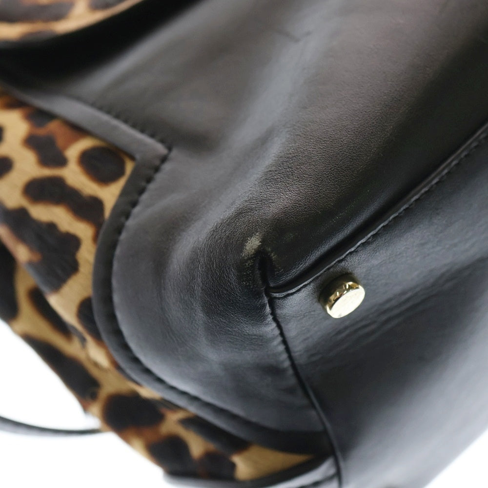 Kate Spade(ケイトスペード) ハラコ レオパード レザーショルダーバッグ ブラック/ブラウン