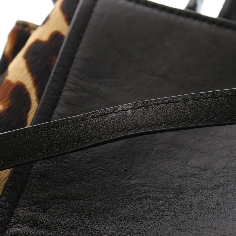 Kate Spade(ケイトスペード) ハラコ レオパード レザーショルダーバッグ ブラック/ブラウン