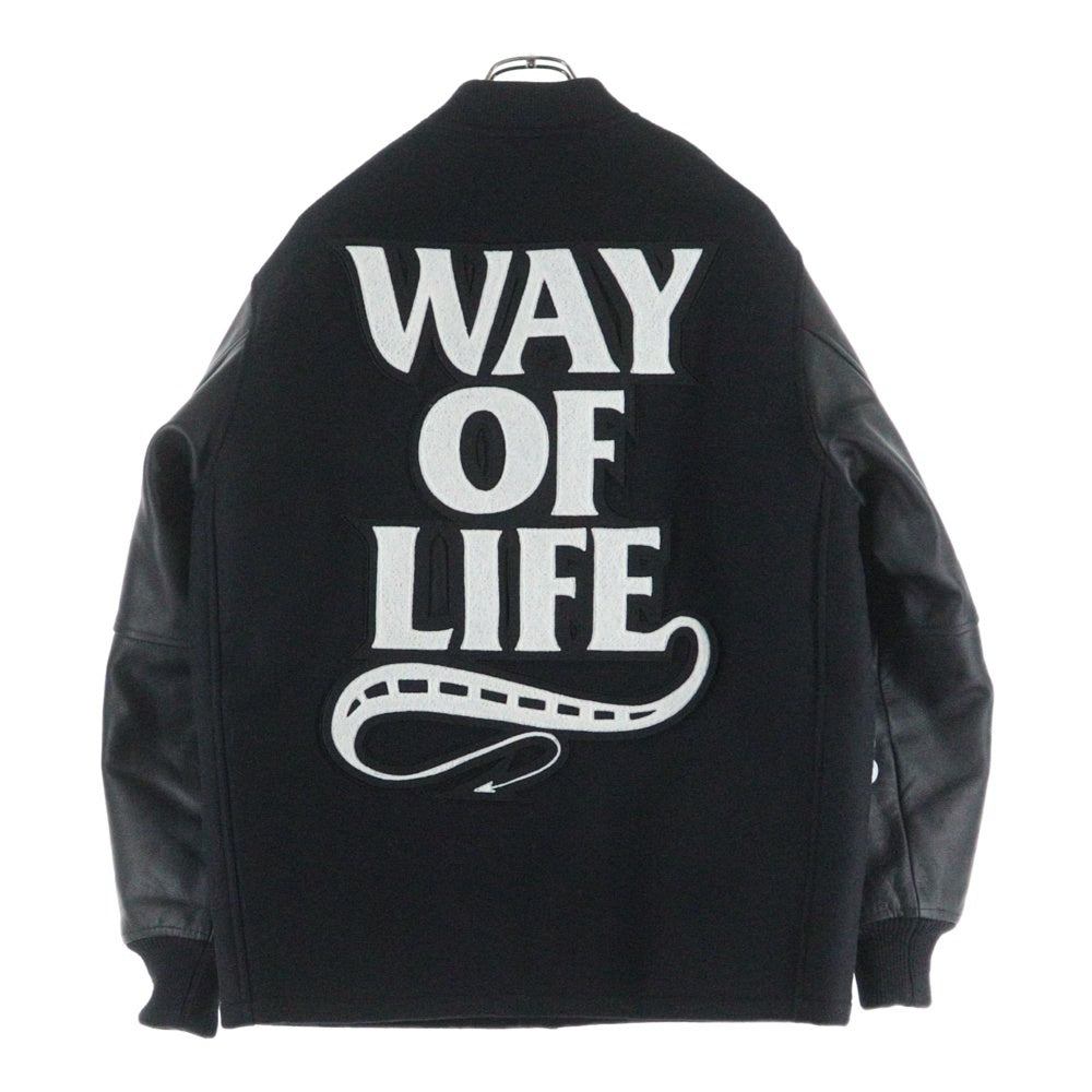 RATS(ラッツ) ×NEIGHBORHOOD×WTAPS 20th LEATHER X MELTON COMBINATION JACKET レザー×メルトン コンビネーションジャケット スタジャン ブラック SPJ-0102