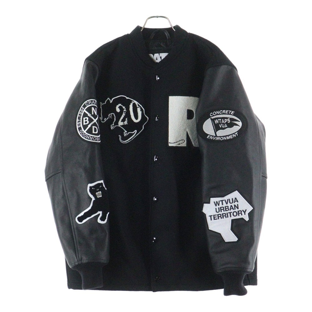 RATS(ラッツ) ×NEIGHBORHOOD×WTAPS 20th LEATHER X MELTON COMBINATION JACKET レザー×メルトン コンビネーションジャケット スタジャン ブラック SPJ-0102