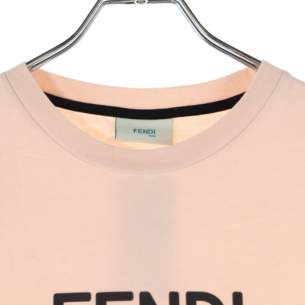 FENDI(フェンディ) フロントロゴ クルーネック半袖Tシャツ カットソー キッズ ピンク JUI026 AEXL