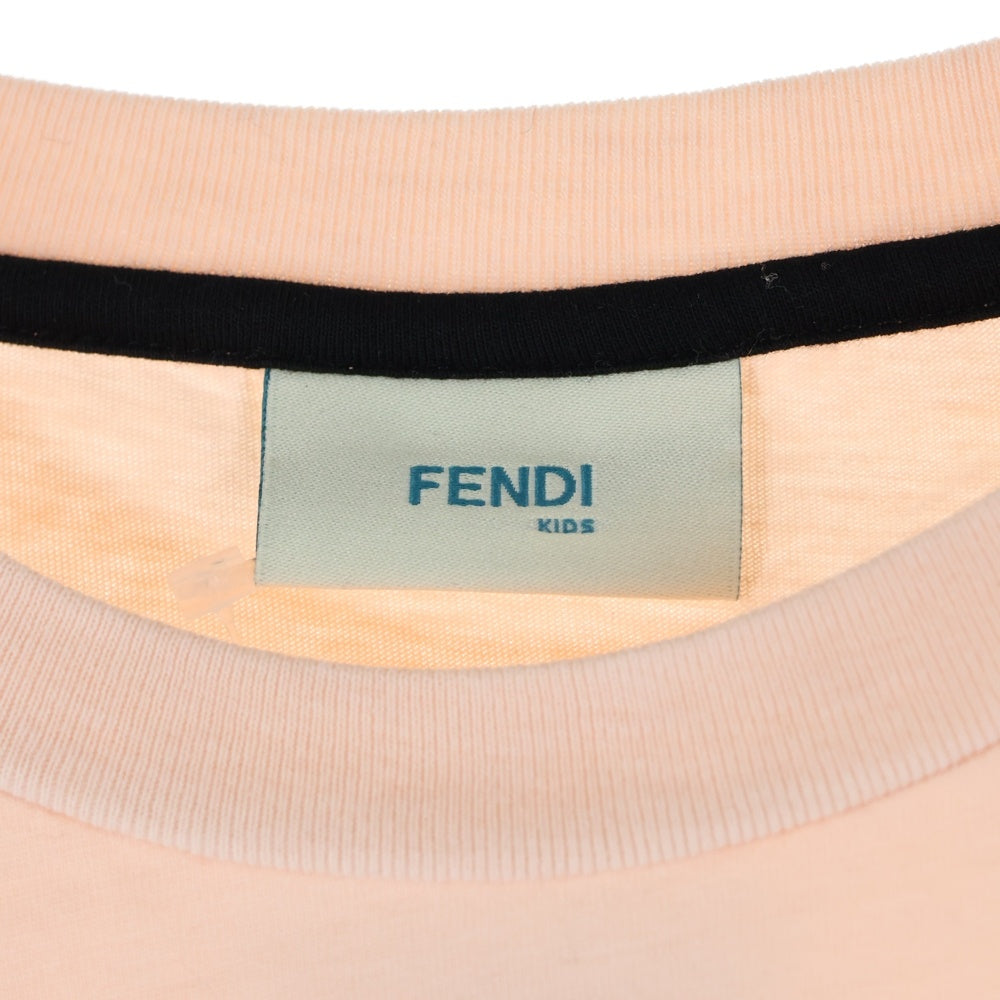 FENDI(フェンディ) フロントロゴ クルーネック半袖Tシャツ カットソー キッズ ピンク JUI026 AEXL
