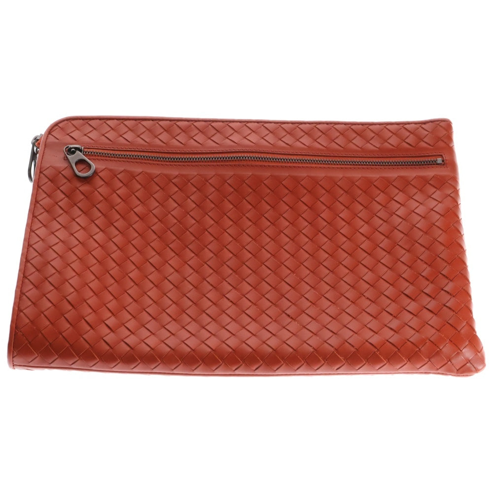 BOTTEGA VENETA(ボッテガヴェネタ) イントレチャート レザークラッチバッグ オレンジ 406021 レディース