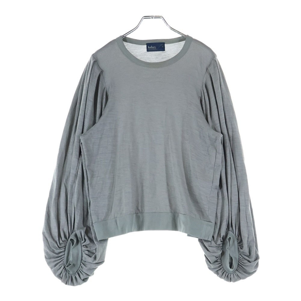 kolor(カラー) パフスリーブ クルーネック 長袖Tシャツ カットソー グレー レディース 24SCL-T04203