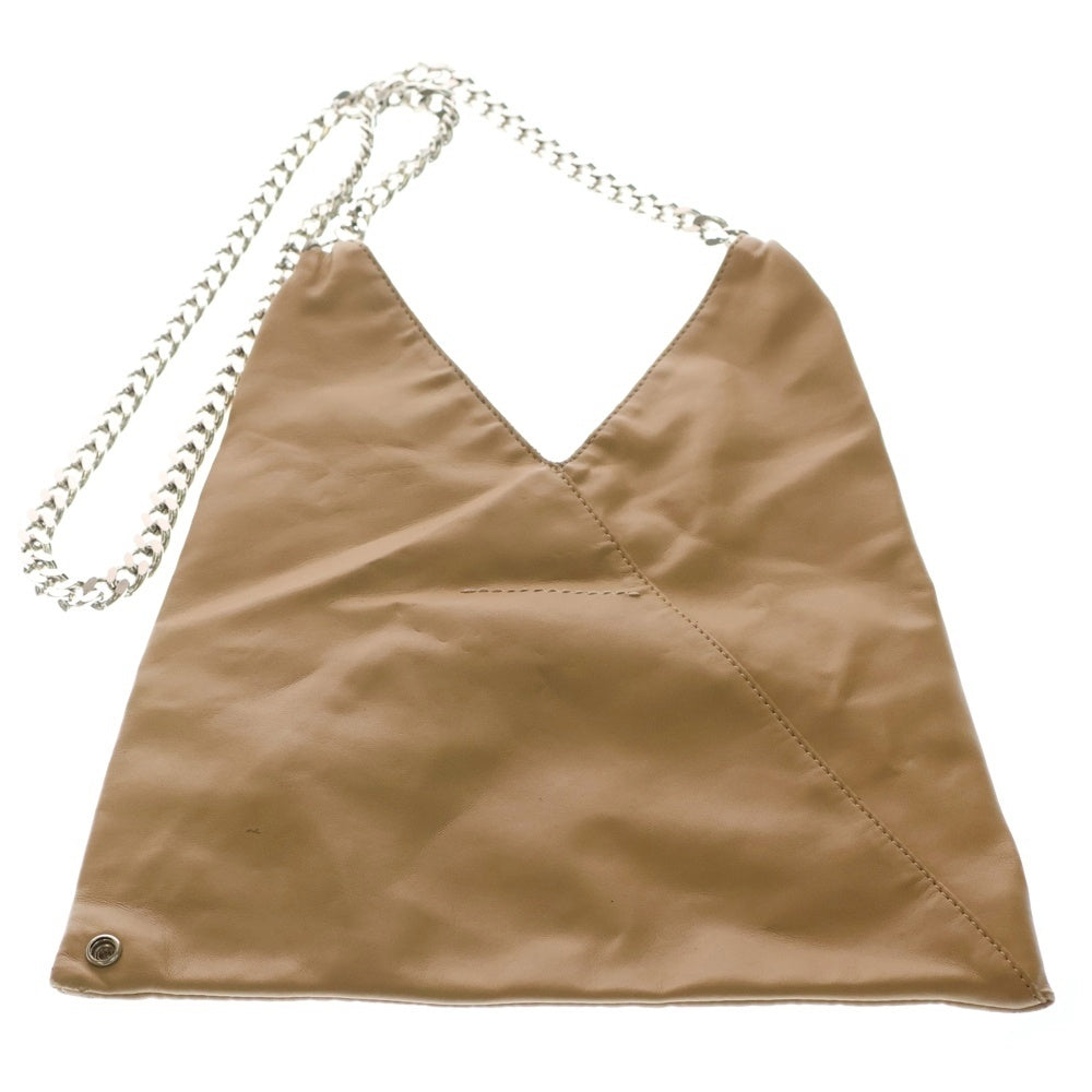 MM6 Maison Margiela(エムエムシックスメゾンマルジェラ) ロゴステッチ フェイクレザー トライアングル チェーンショルダーバッグ ブラウン S54WG0042 P2260 レディース