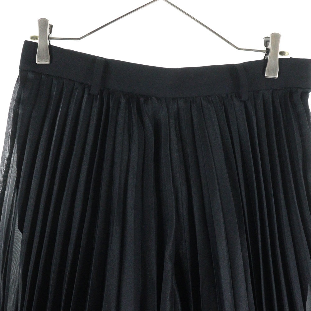 Sacai(サカイ) 22AW Organza Pants プリーツ加工 オルガンザ ワイドパンツ ブラック レディース 22-06370