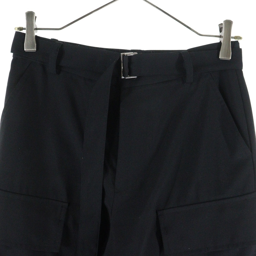 Sacai(サカイ) 23SS Suiting Pants ベルト付き カーゴ スラックスパンツ ブラック レディース 23-06927