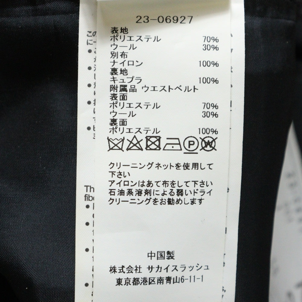 Sacai(サカイ) 23SS Suiting Pants ベルト付き カーゴ スラックスパンツ ブラック レディース 23-06927