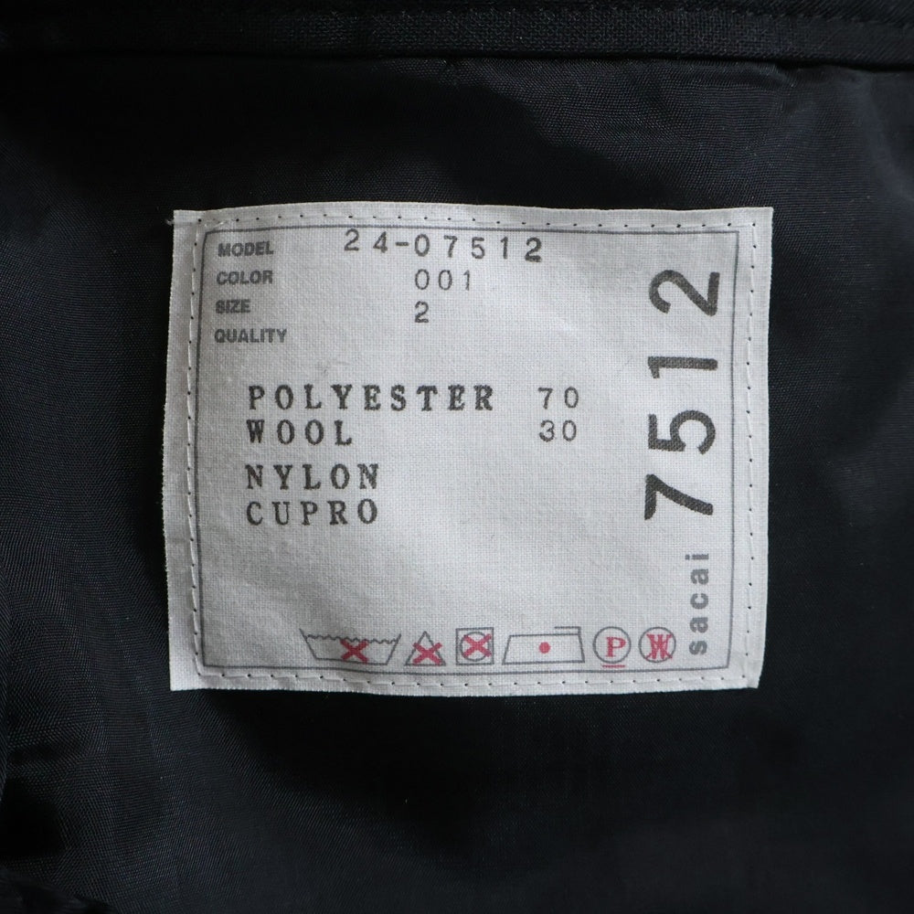 Sacai(サカイ) 23SS Suiting Pants ベルト付き カーゴ スラックスパンツ ブラック レディース 24-07512