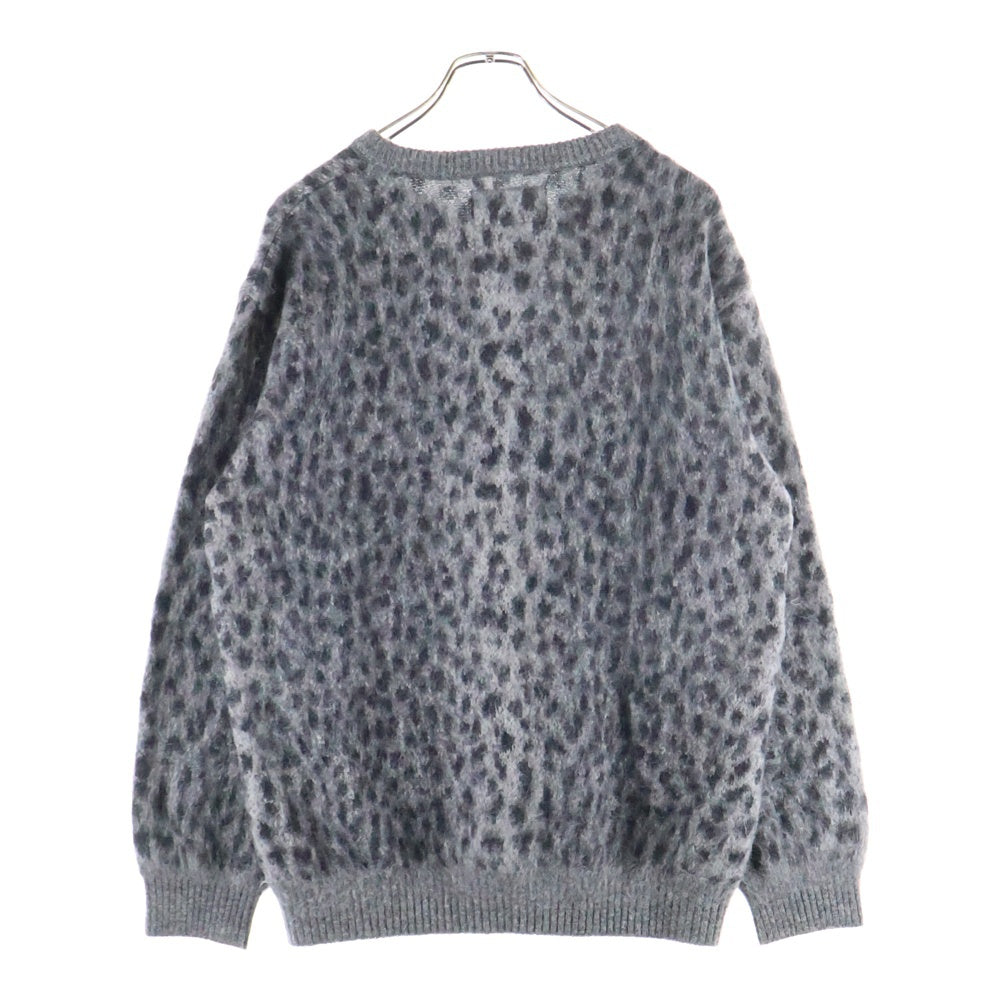 WACKO MARIA(ワコマリア) LEOPARD MOHAIR KNIT クルーネック レオパード モヘアニットセーター グレー