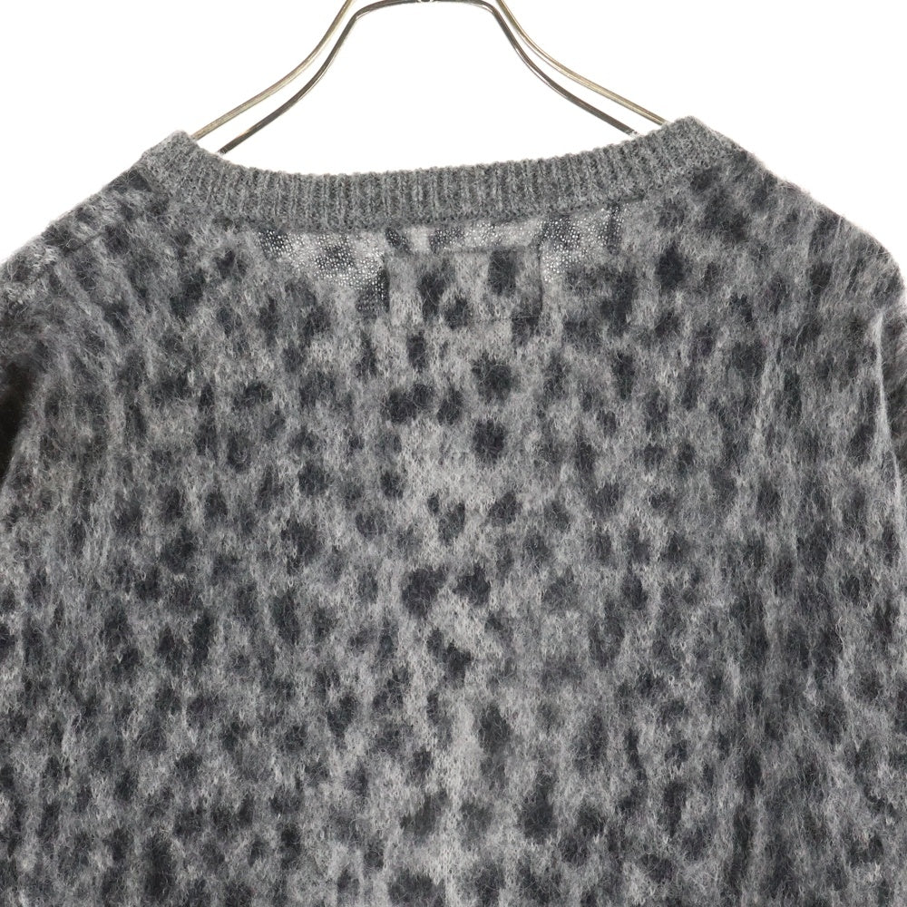 WACKO MARIA(ワコマリア) LEOPARD MOHAIR KNIT クルーネック レオパード モヘアニットセーター グレー